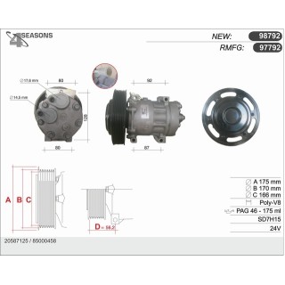 98792  COMPRESOR NUEVO VOLVO TRUCKS FH12 05-