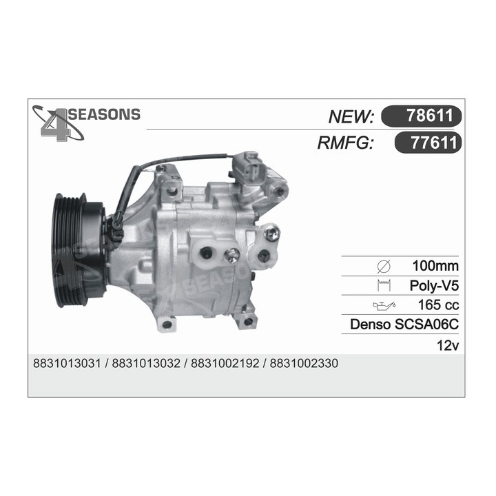 78611  COMPRESOR NUEVO TOYOTA COROLLA D SCS06C 02-