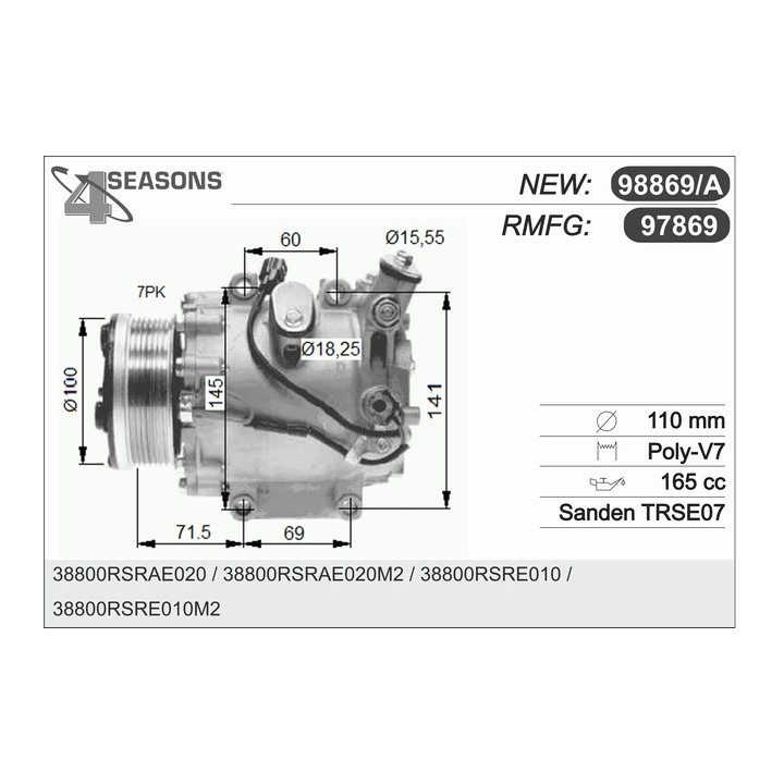 97869  COMPRESOR  HONDA CIVIC VII 2.2 CDTI 06-