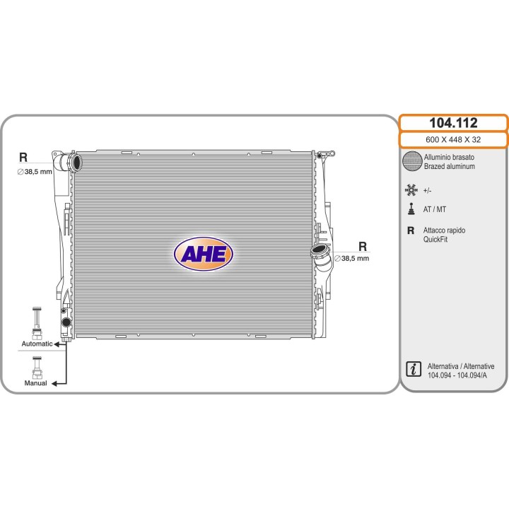 104112  RAD BMW Serie 1 E87/81 116/118/120 +/-AC M/AT 04-