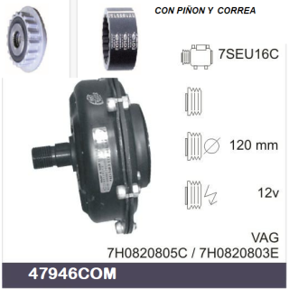 47946COM  COMPRESSOR CLUTCH DENSO COMPLETO PIÑO/ CORREA