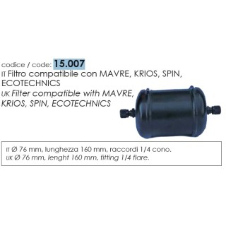 15007  FILTER KRIOS/DANFOSS/MAVRE/SPIN/ECOTECHNICS  FILTRO DESH. DCL/DML 162 1/4 SAE
