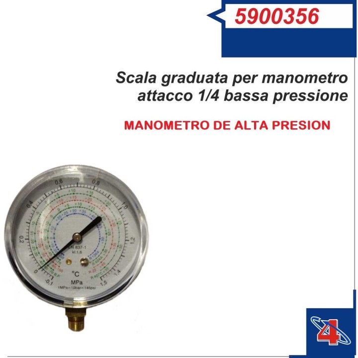 5900356  MANOMETRO DE ALTA 80 MM  R134 R22 R404A R1234YF