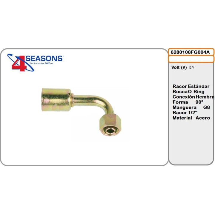 Racor ACERO O-Ring Hembra 90 G8 1/2 