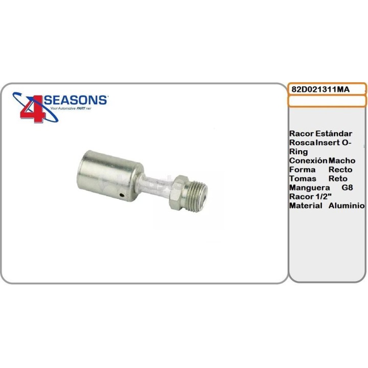 Racor Insert O-Ring Macho Recto G8 1/2 Aluminio