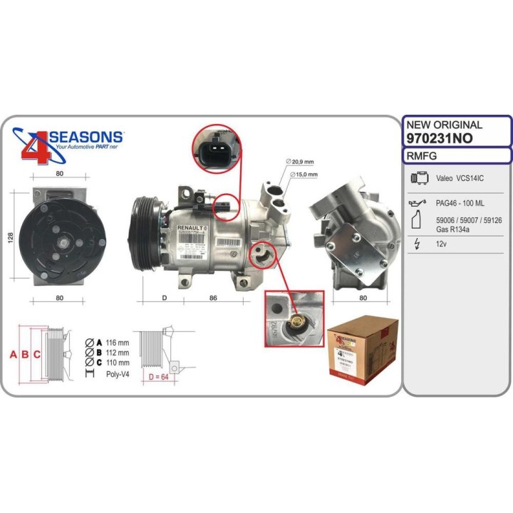 Cmp ORIGINAL DACIA/RENAULT Logan/Sandero 1 2 10 12