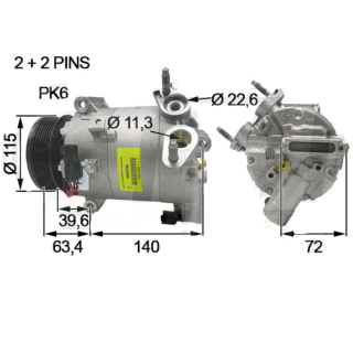 20135529 ORIGINAL  VI VS19 A/D PV6 115MM 12V V-B 45º (2D-1T) GK31-19D629-CD