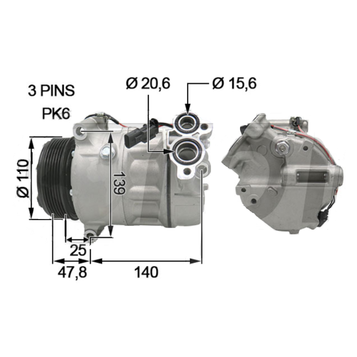 20130939  SD PXC16 A/D PV6 110MM 12V V-B (EBC)