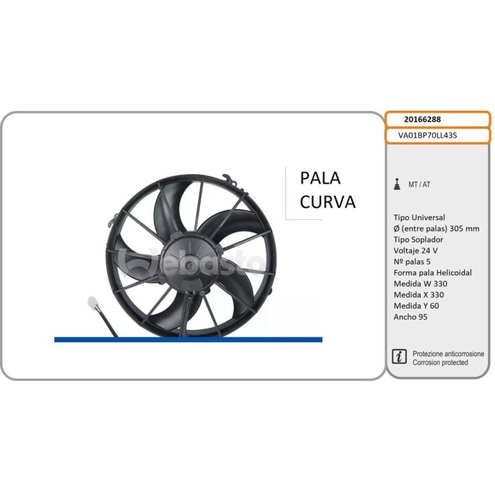ELECTROVENTILADOR SOP 305MM 24V PALA CURVA