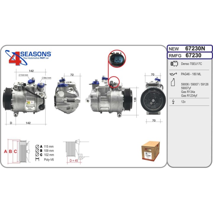 67230N  COMPRESOR NUEVO MERCEDES BENZ 000 230 9111