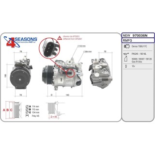 970036N  COMPRESOR NUEVO MERCEDES (S204, S212, W212, C207) CONECTOR  CON  3  PIN