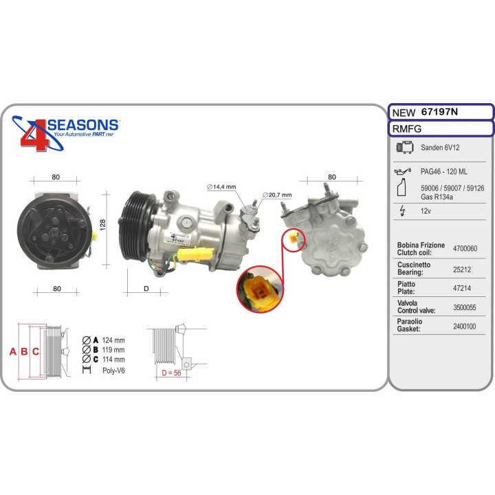 67197N  COMPRESOR  PSA 206 / 307 / BERLINGO 11.02-