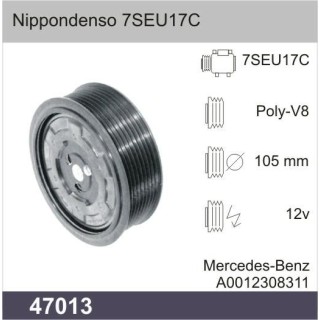 COMPRESSOR CLUTCH DENSO 7SEU17C 12V PV8