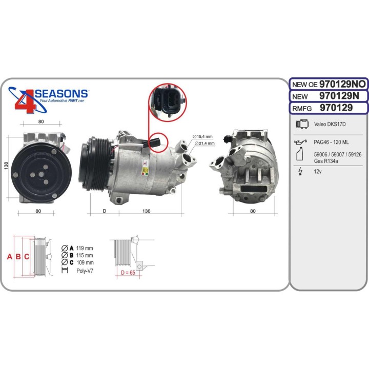 970129N  COMPRESOR NUEVO RENAULT Koleos 2.0dCi  08-