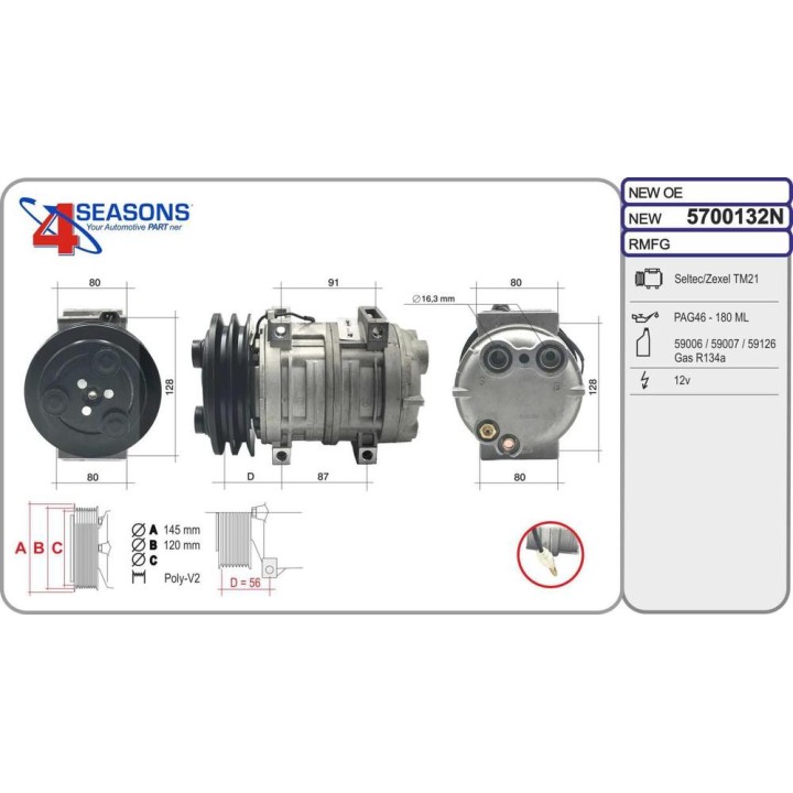 Cmp New Seltec/Zexel TM21 12v 2AG PAD 48847240