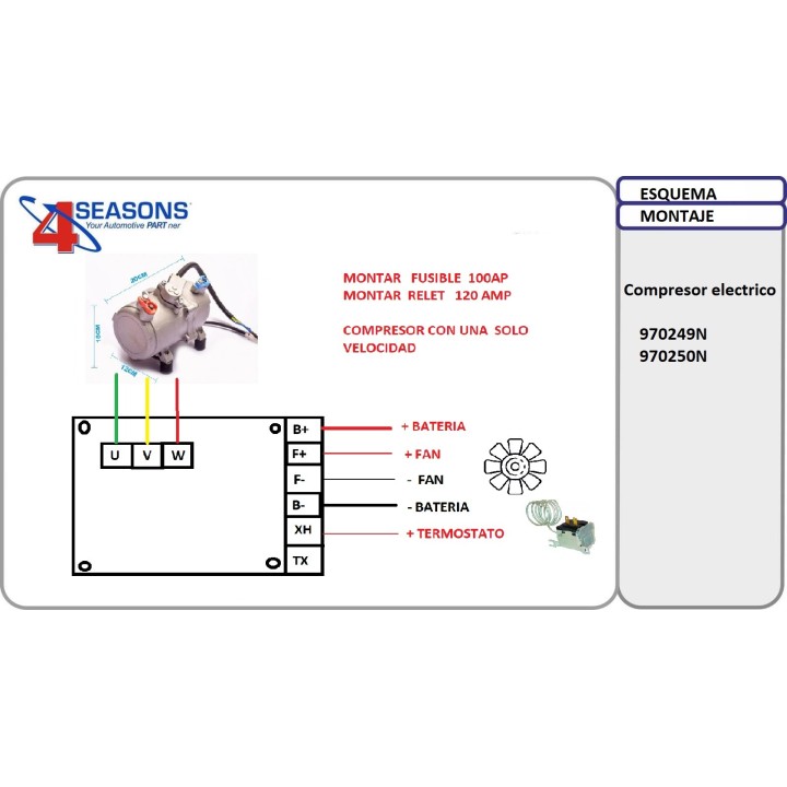 970249N  COMPRESOR ELECTRICO 12V  PARA ACOPLACIONES INSTALACIONES EQUIPOS AIRE ACONDICIONADO