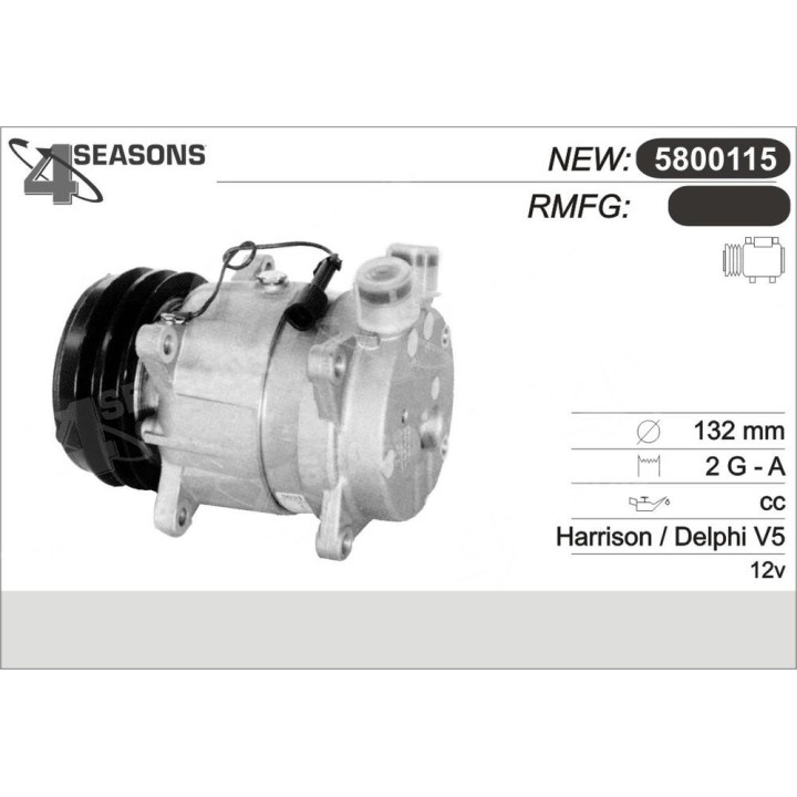 COMPRESSOR NEW DELPHI / HARRISON V5 12V  2 GROOVES