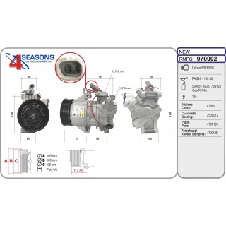 970002N COMPRESOR NUEVO TOYOTA Auris/Corolla/Yaris 1.0/1.3/1.4D-4D 08.05-07.14