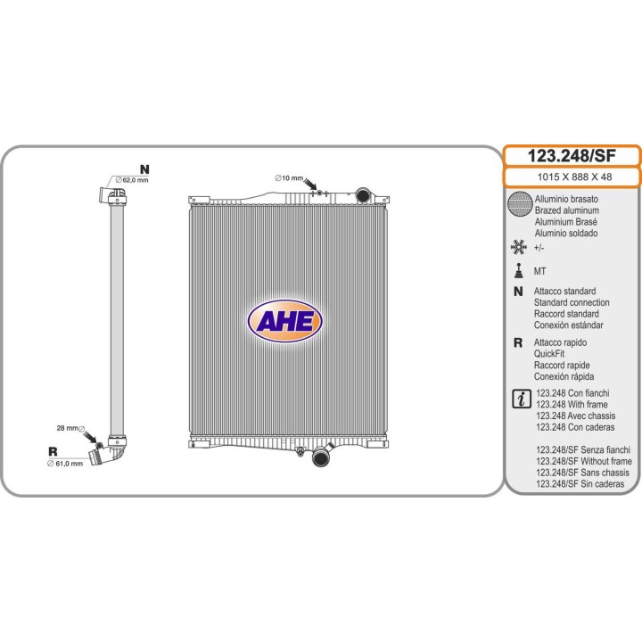 123248/SF  Rad. RENAULT/VOLVO C/K/T/FH/FH16 09.05- SIN LATERALES