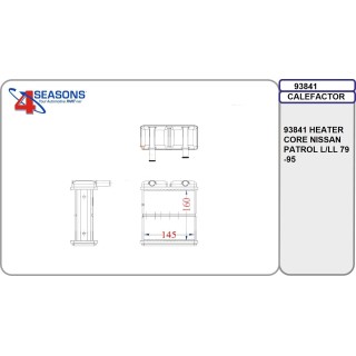 93841  HEATER CORE NISSAN PATROL  L/LL  79 -95