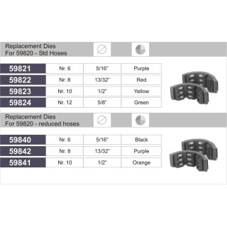 HOSE ACCESSORIE REPLACEMENT DIES FOR 59820 - STD H