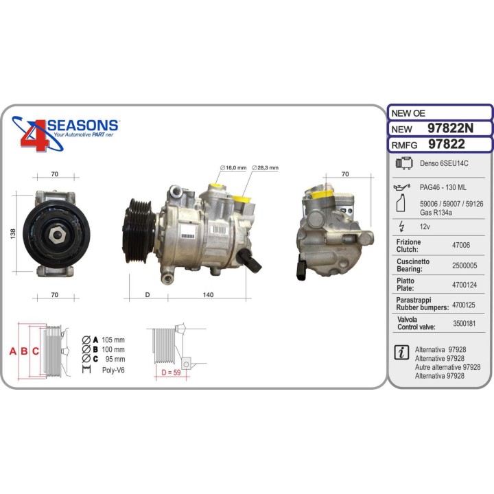 97822  CMP  AUDI A4 / A6 TFSI / TDI 04-