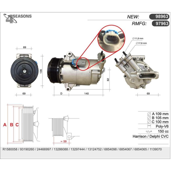 97963  COMPRESOR  OPEL ASTRA H 1.9 CDTI 04-