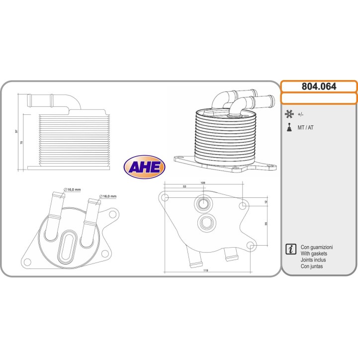 804064 Oilc. BMW/MINI serie 1/2/X1/X2/Club./Countr. 18d/20/20d/25/28 09.13-