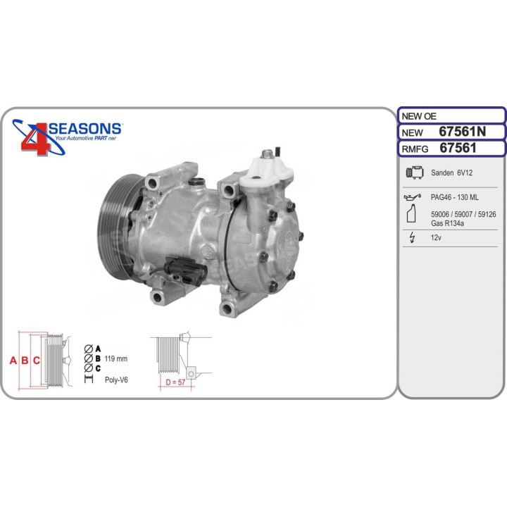 67561  COMPRESOR  FORD FIESTA/FUSION TDCI 02-