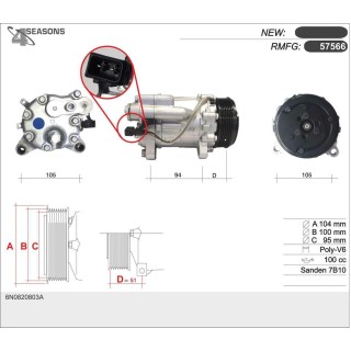 57566  COMPRESOR  SEAT AROSA/SKODA FELICIA/POLO IV