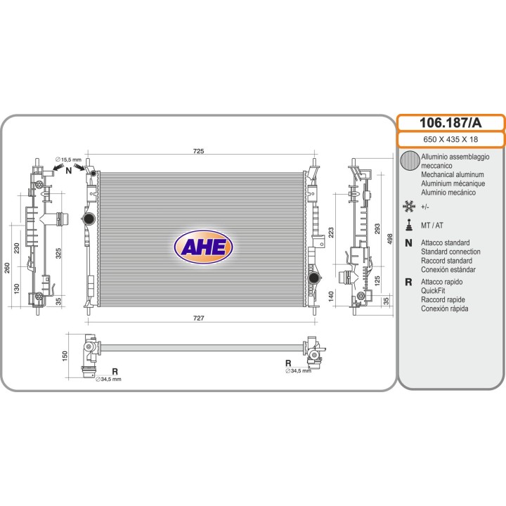 106187/A  RAD.CITROEN/PEUGEOT/TOYOTA/C4/308/Traveller AT 13-