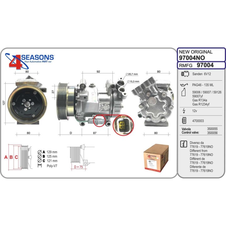 97004  COMPRESOR  REANULT CLIO III 1.2 16V 05-