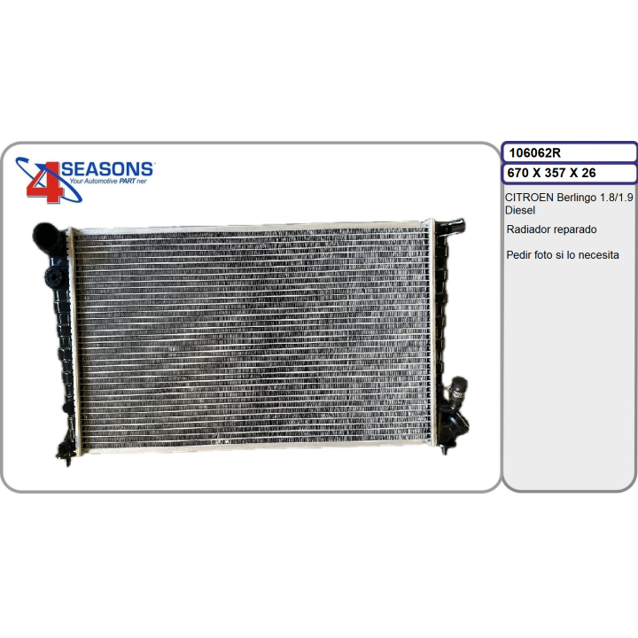 106062/R RADIADOR REPARADO CITROEN Berlingo 1.8/1.9 Diesel