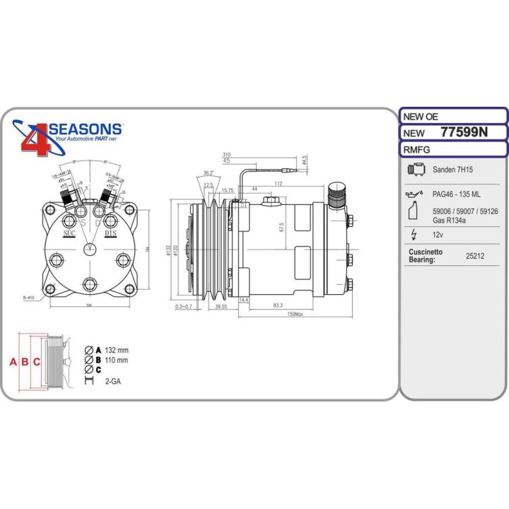 Cmp New Universale 7H15 2PK 132mm V-OR