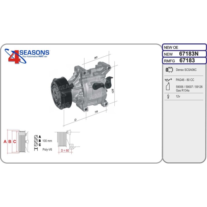 67183  COMPRESOR  FIAT STILO 1.6 L