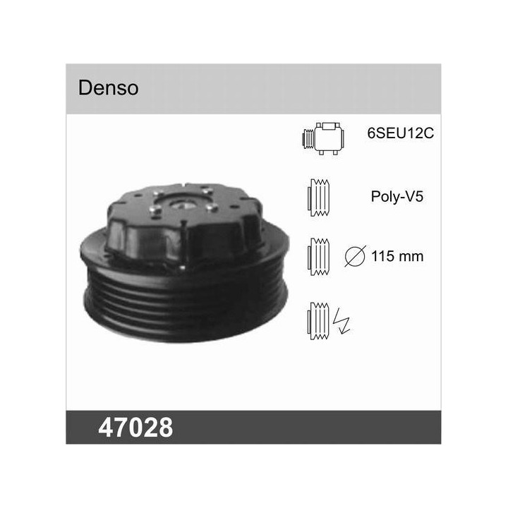 47028  CLUTCH ASSY DENSO 6SEU12C POUR MB W168  AVEC POLY-