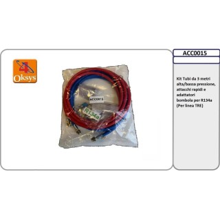 JUEGO DE MANGUERAS 3M PARA R134 CON ADAPTADORES 