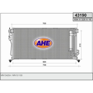43190  CONDENSER MITSUBISHI LANCER 09.03-