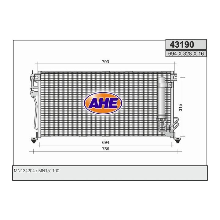 43190  CONDENSER MITSUBISHI LANCER 09.03-