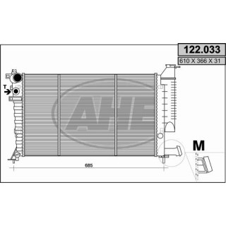 122033  RAD.CITROEN XANTIA 1.6/2.0/95-02 (610x359x22 AP)
