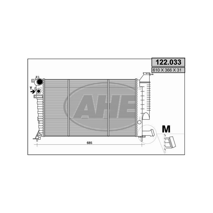 122033  RAD.CITROEN XANTIA 1.6/2.0/95-02 (610x359x22 AP)
