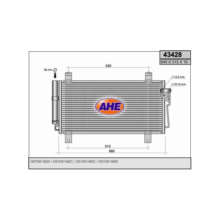 43428  COND MAZDA 6 (GH) 1.8-2.0-2.5-2.0 CDVi-2.2 CDVi 07