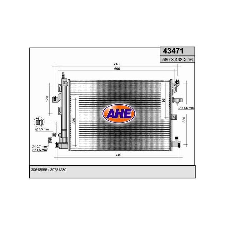 43471  COND VOLVO XC90 2.4TDi/2.5/2.9/3.2/4.4   02-