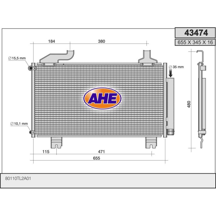 43474  COND HONDA Accord VIII (CL_, CM_) 2.4  08-
