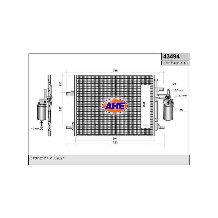 43494  COND  VOLVO S/VXC60/V70III/XC70II  08-