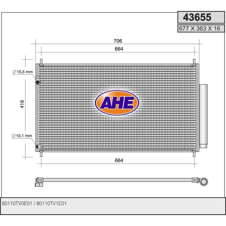 43655  COND HONDA Civic IX/Tourer 1.4-1.6D-1.8-2.2D 12-