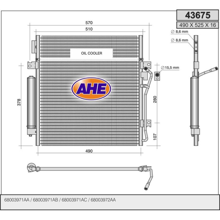 43675  COND Dodge/Jeep Nitro/Cherokee/Liberty 2.8CRD 07-
