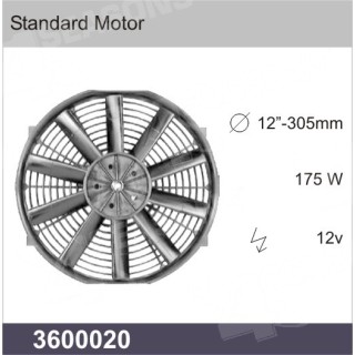 3600020  UNIVERSAL CONDENSER FAN 12V DIAMETER 12”-305MM