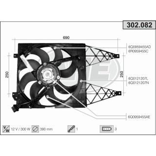 302082  FAN   VOLKSWAGEN Polo VI 1.2 - 1.4 - 1.4 FSI - 1.4