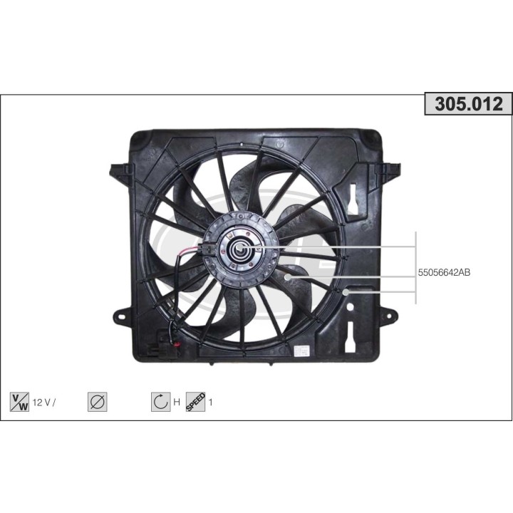 305012  FAN JEEP Wrangler 3.8 AC  07-11